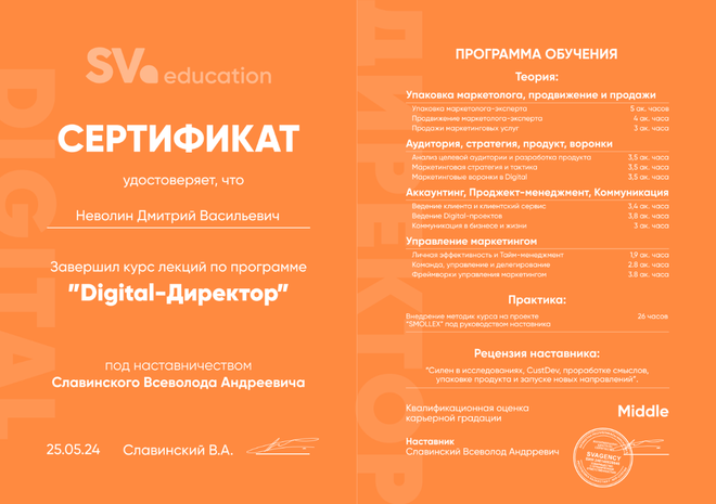 Сертификат SVa-Education